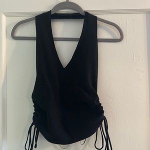 Black halter top with adjustable sides